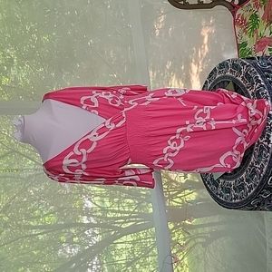 Lilly Pulitzer Pink & White Chain Motif Dress Cover Up Size Small VGUC Summer